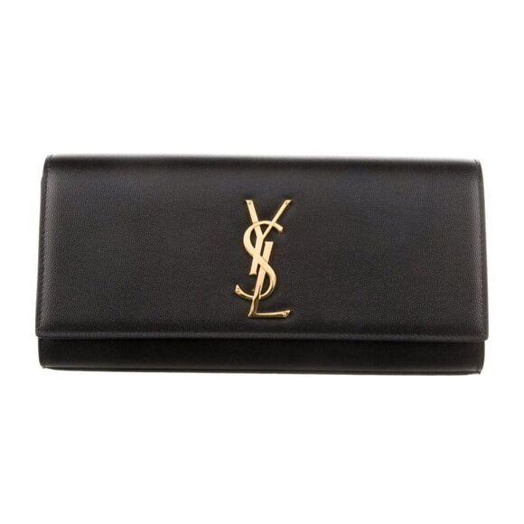 Saint Laurent Kate‎ Clutch Black Leather Gold Hardware Women's Bag - Picture 6 of 15